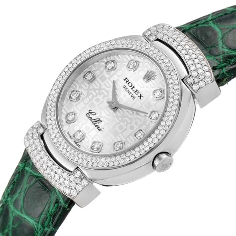 rolex cellini white gold diamond bezel ladies wrist watch|rolex watch cellini price.